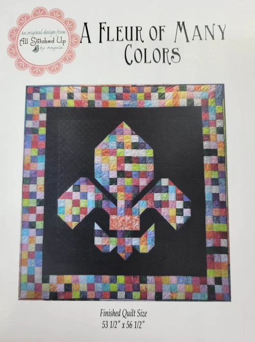 Fleur of Many Colors Scrappy Quilt Kit Black Background