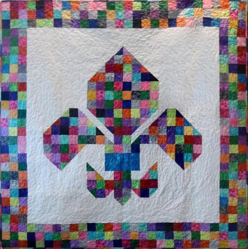Fleur of Many Colors Scrappy Quilt Kit with White Background