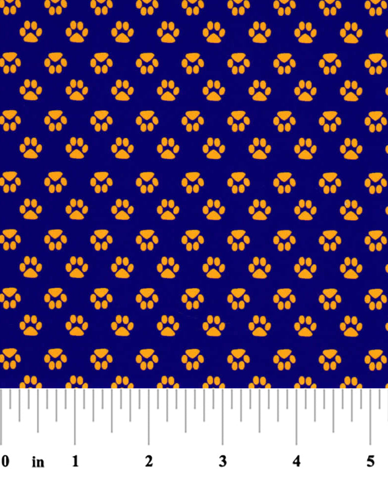 Gold Paws on Purple Fabric