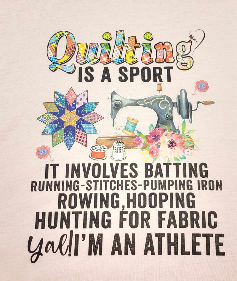 Quilting is a Sport T-Shirt Bell Canvas Triblend Pink