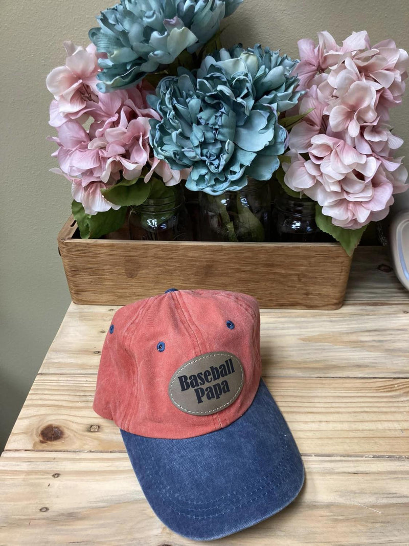 Navy Orange Baseball Papa Hat