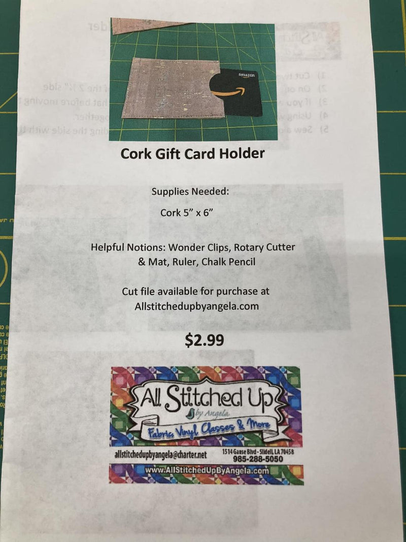 Cork Gift Card Holder Pattern