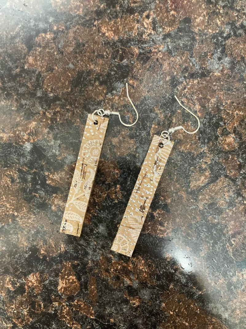 2.5" White Cork Bar Earrings