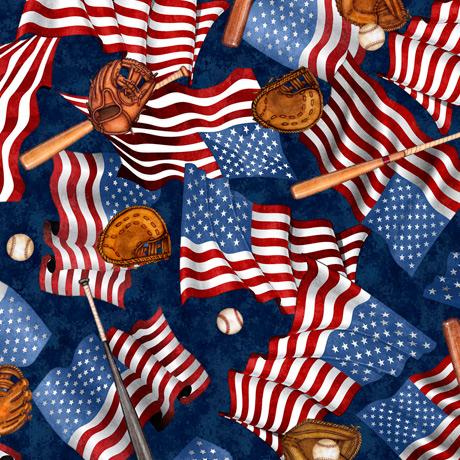 America's Pastime Flags & Baseball Motif Navy