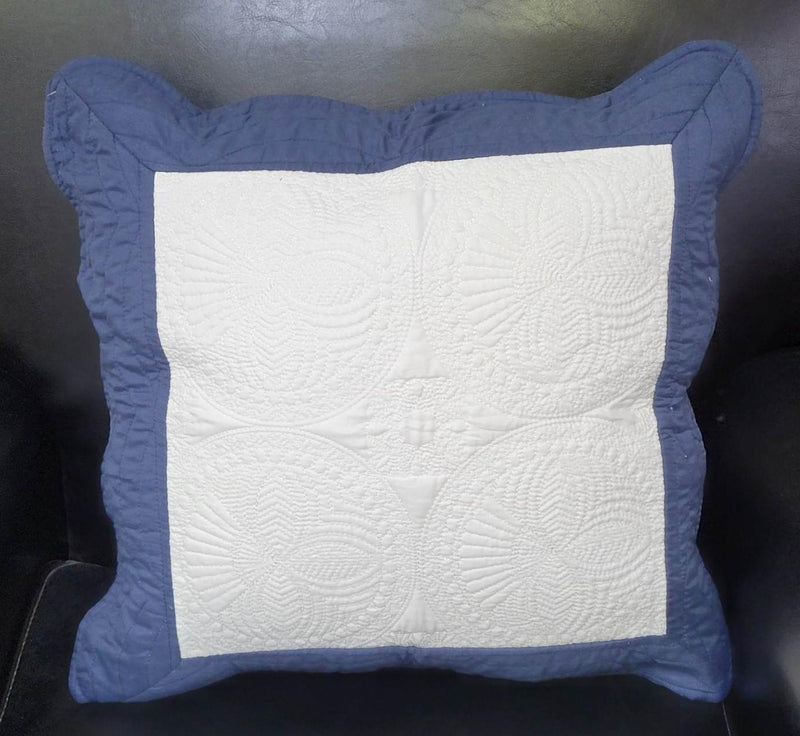 Blue Border Quilted Pillow Cover