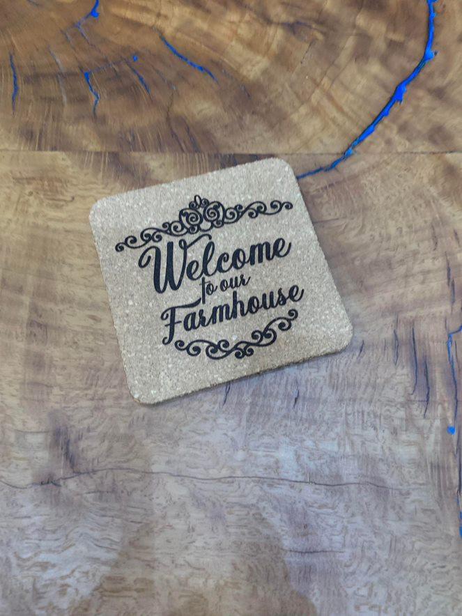 Welcome to Our Farmhouse Cork Coaster