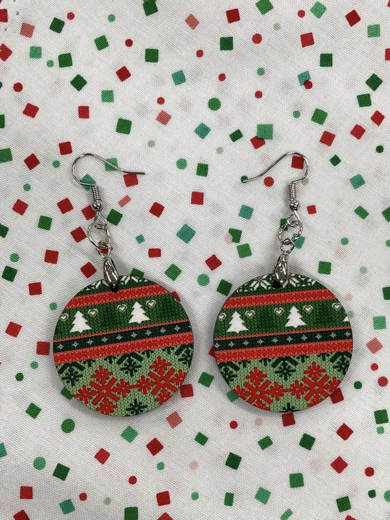 Christmas Sweater Lg Round Earrings
