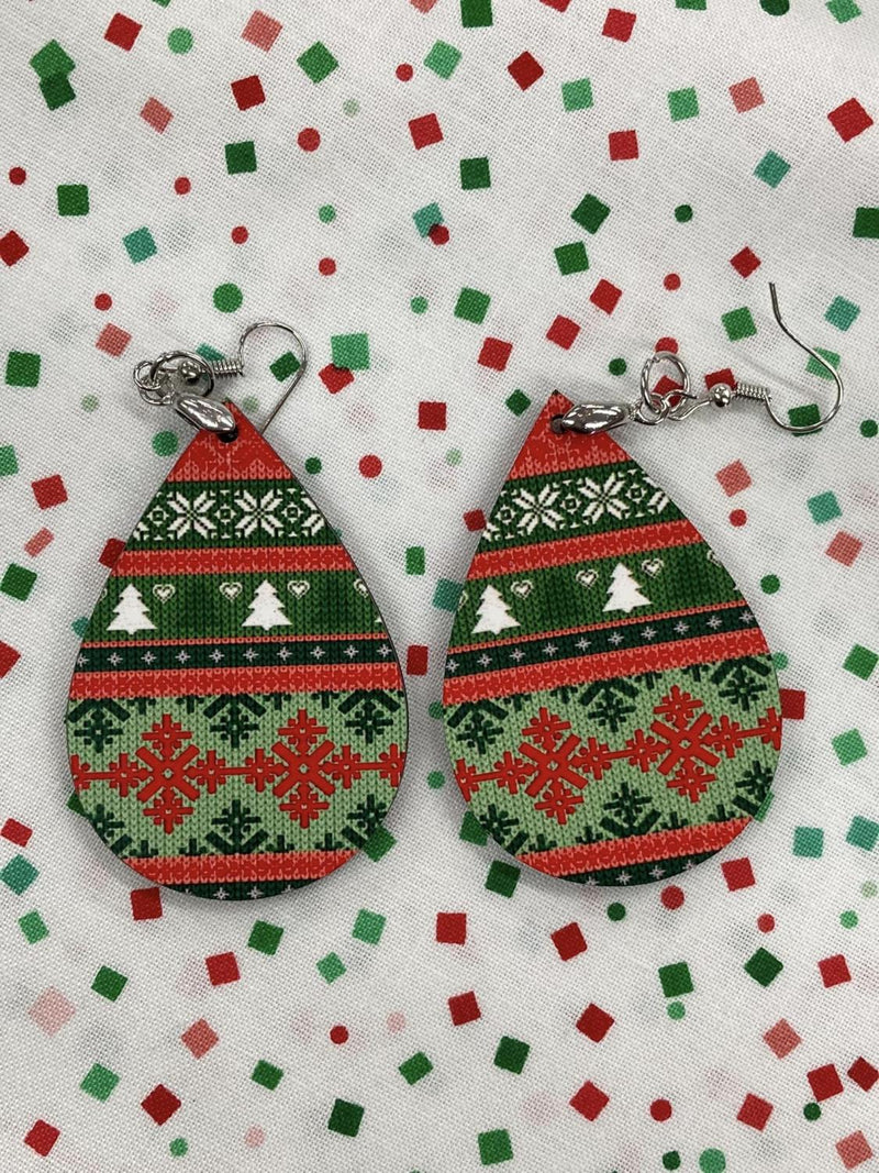 Christmas Sweater Lg Teardrop Earrings
