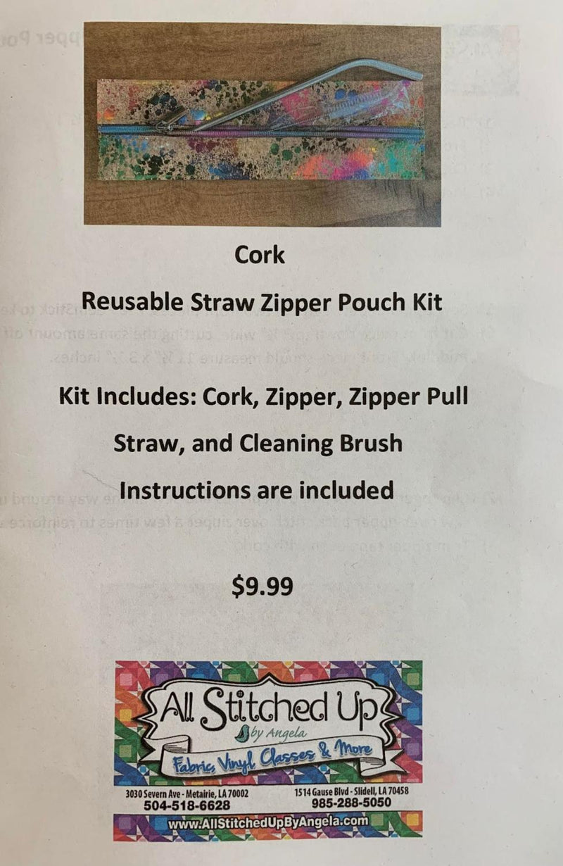 Cork Reusable Straw Zipper Pouch Kit
