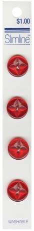 2 Hole Button Red 5/8in 4ct