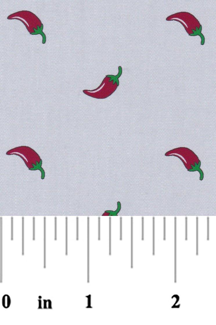 Chili Peppers on Grey Chambray