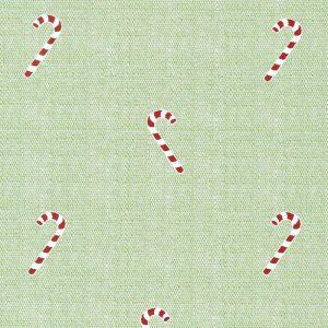 Candy Canes on Green Chambray