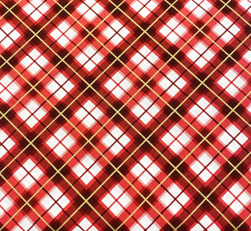 Red Diagonal Plaid w/Metallic