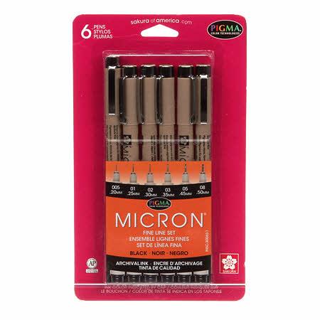 Pigma Micron Pen Set 6 Size