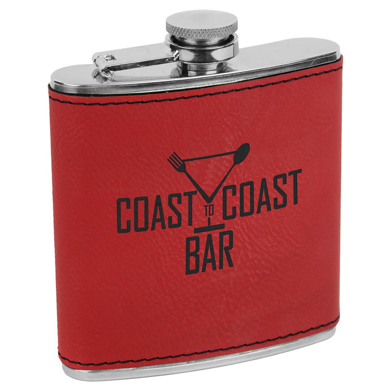 Red Leatherette 6oz Flask