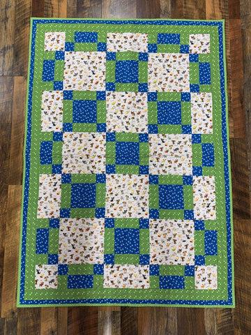 Green and Royal Puppy Quilt