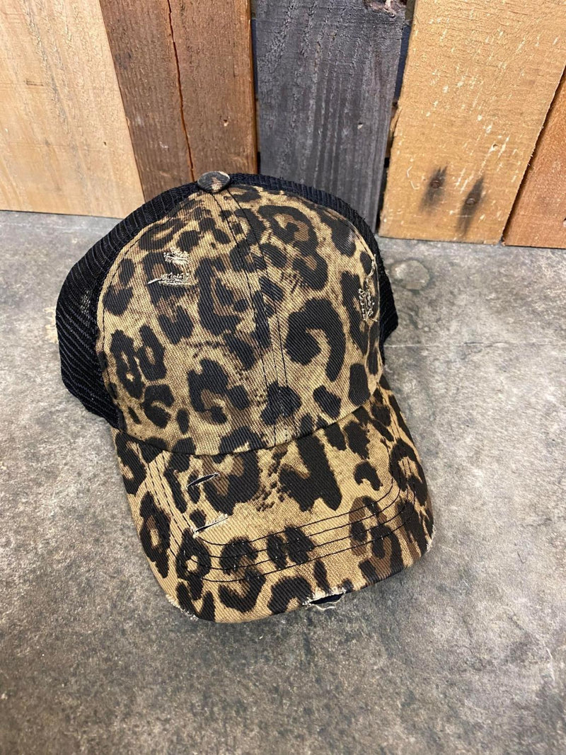 Black Cheetah Pony Hat