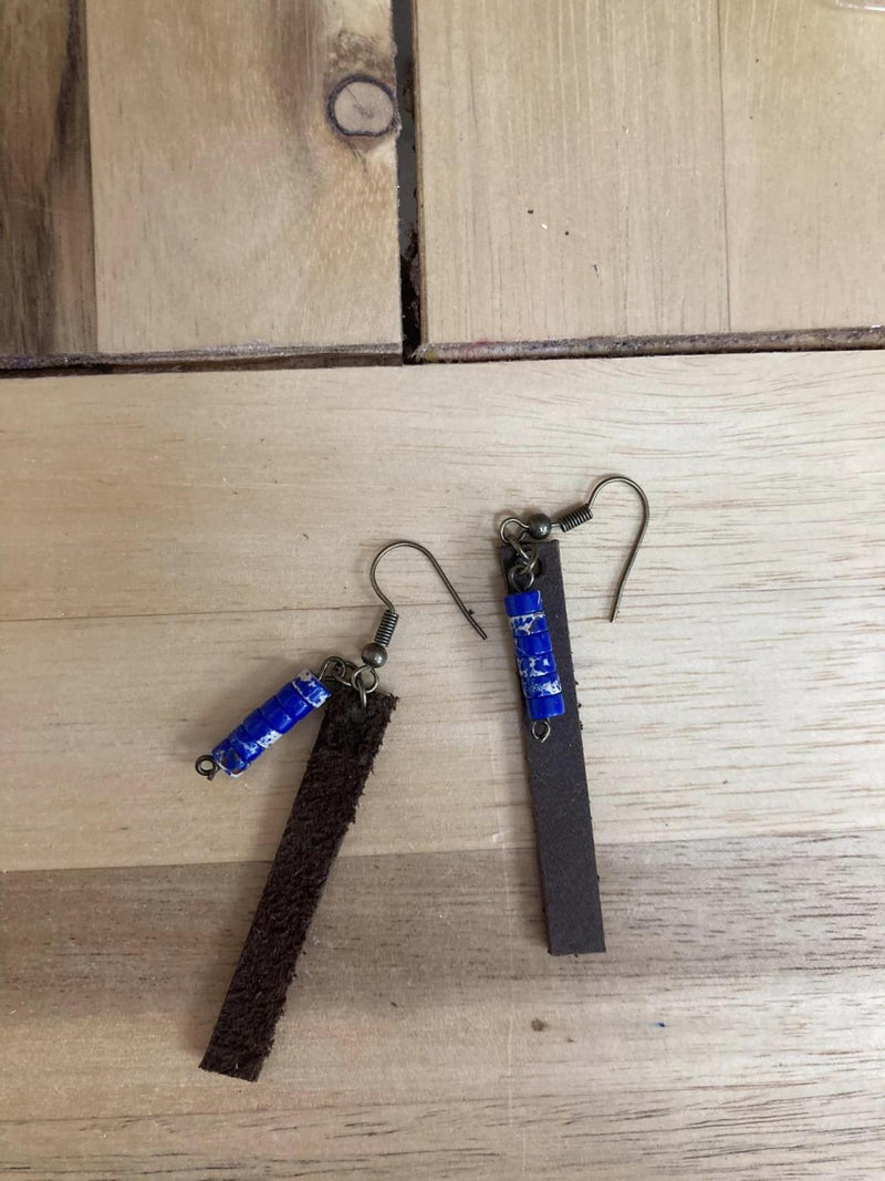 2" Leather Bar w/ Blue Agate B