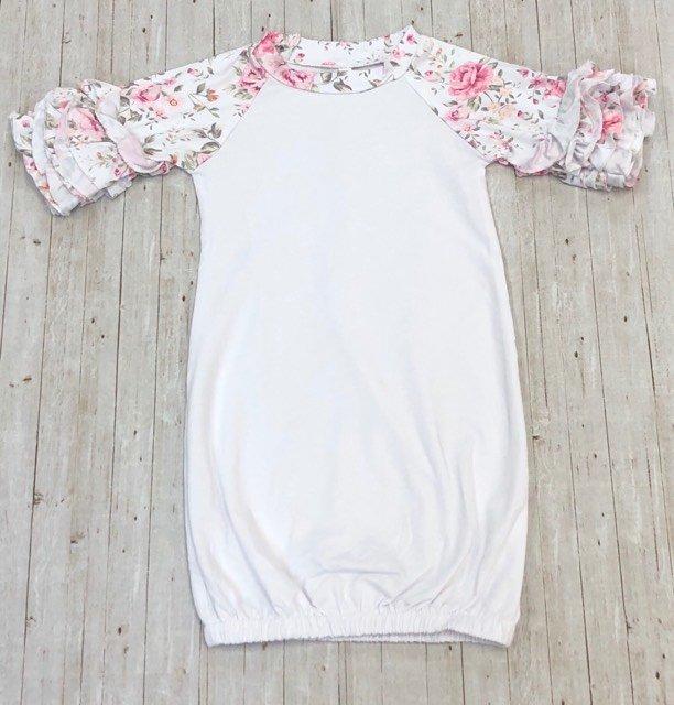 Pink Floral Baby Gown with