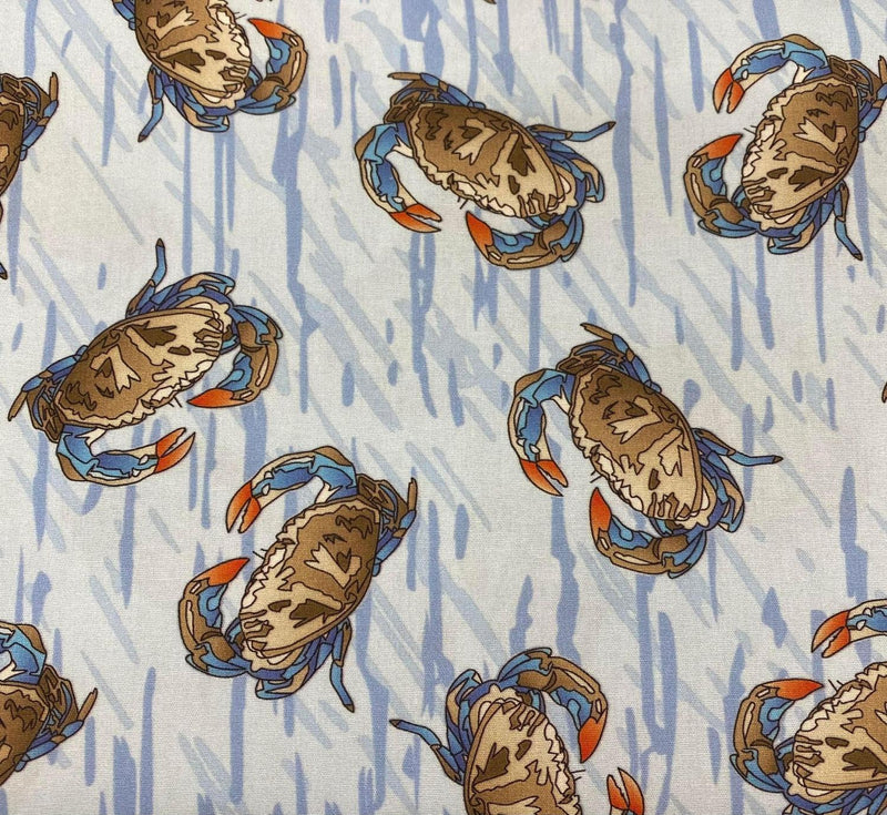 Fabric Finders Blue Crab Print