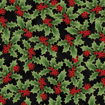 Holiday Wishes Holly Berries Black/Gold