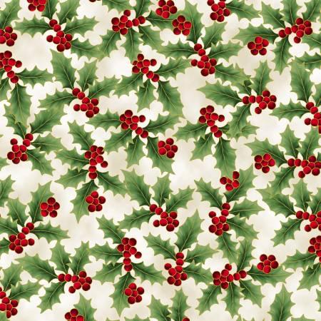 Holiday Wishes Holly Berries Natural/Gold