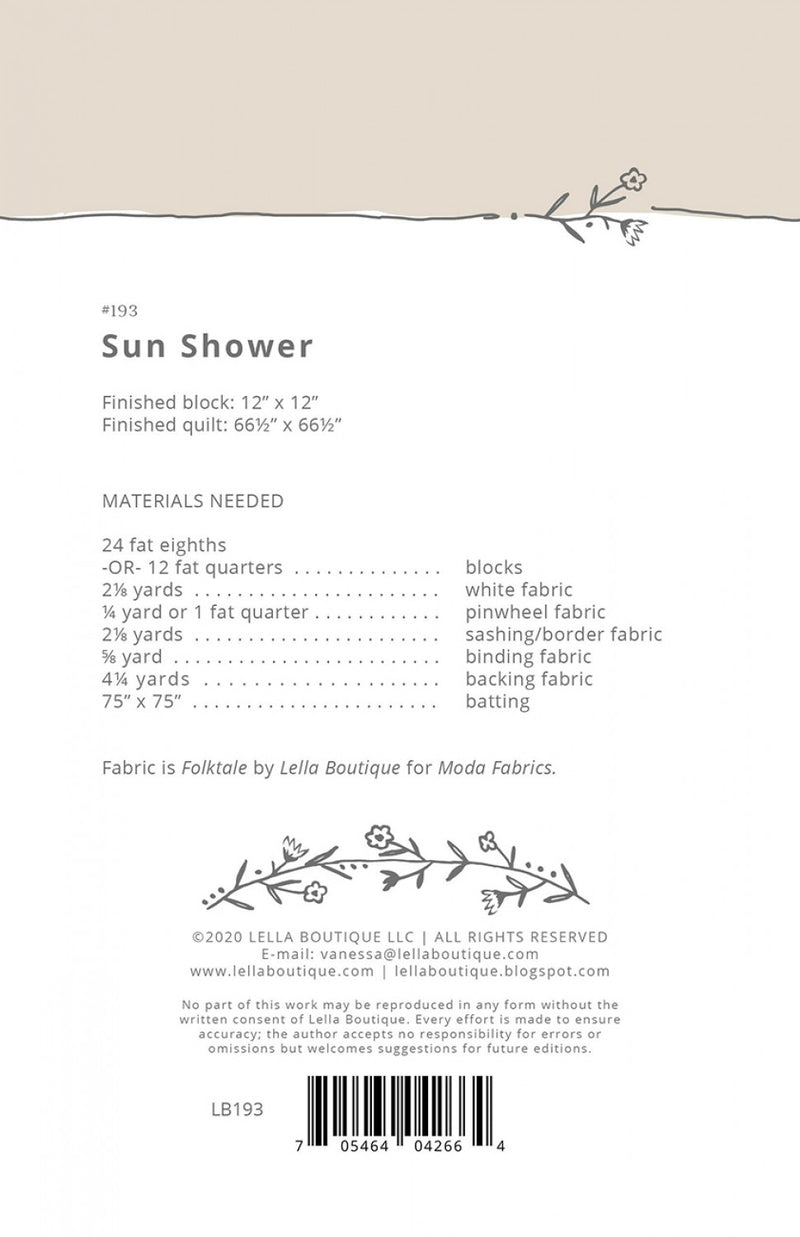 Sun Shower Quilt Pattern