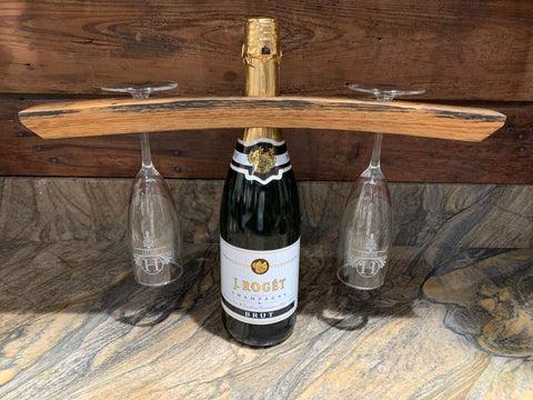 Laser Engraved Reclaimed Wood Champagne Caddy
