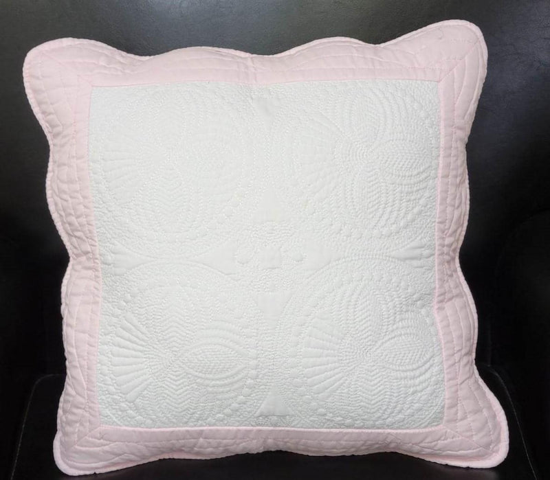 Pink Border Quilted Pillow Cover