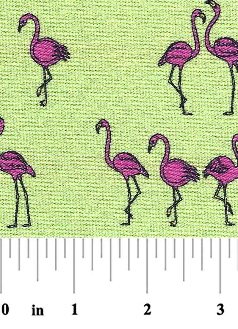 Pink Flamingo on Green Micro Check