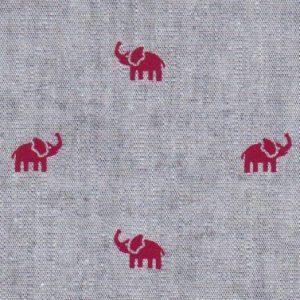 Red Elephants on Chambray