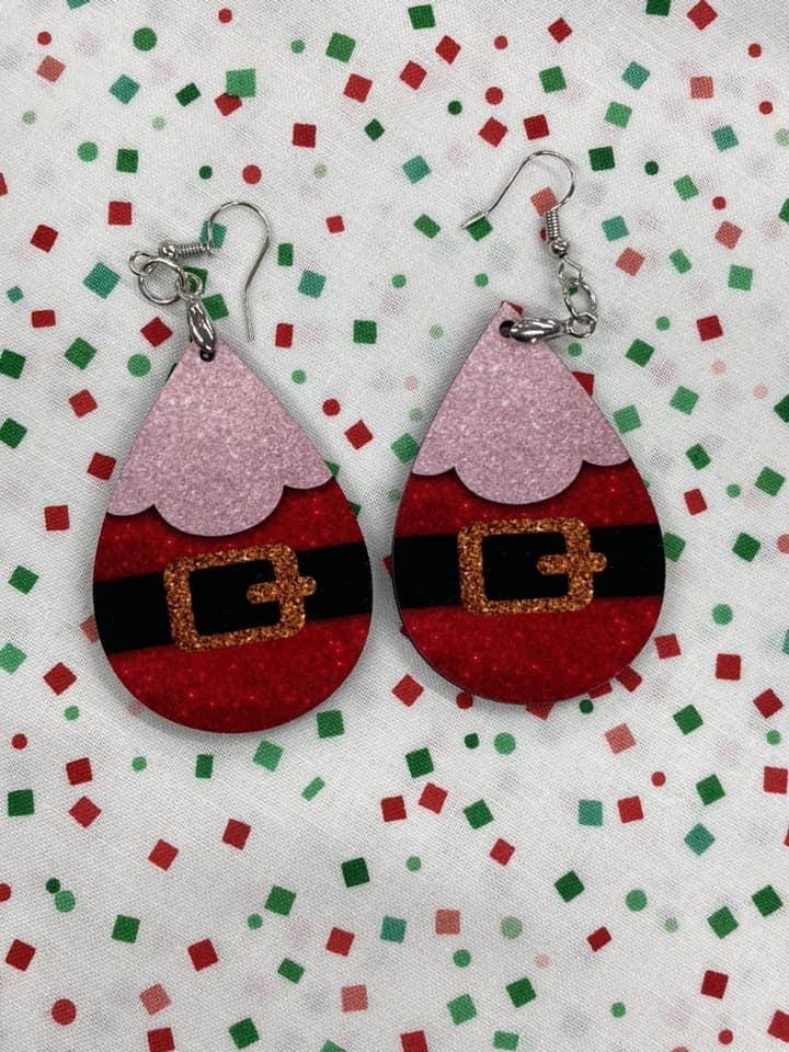 Santa Suit Lg Teardrop Earrings