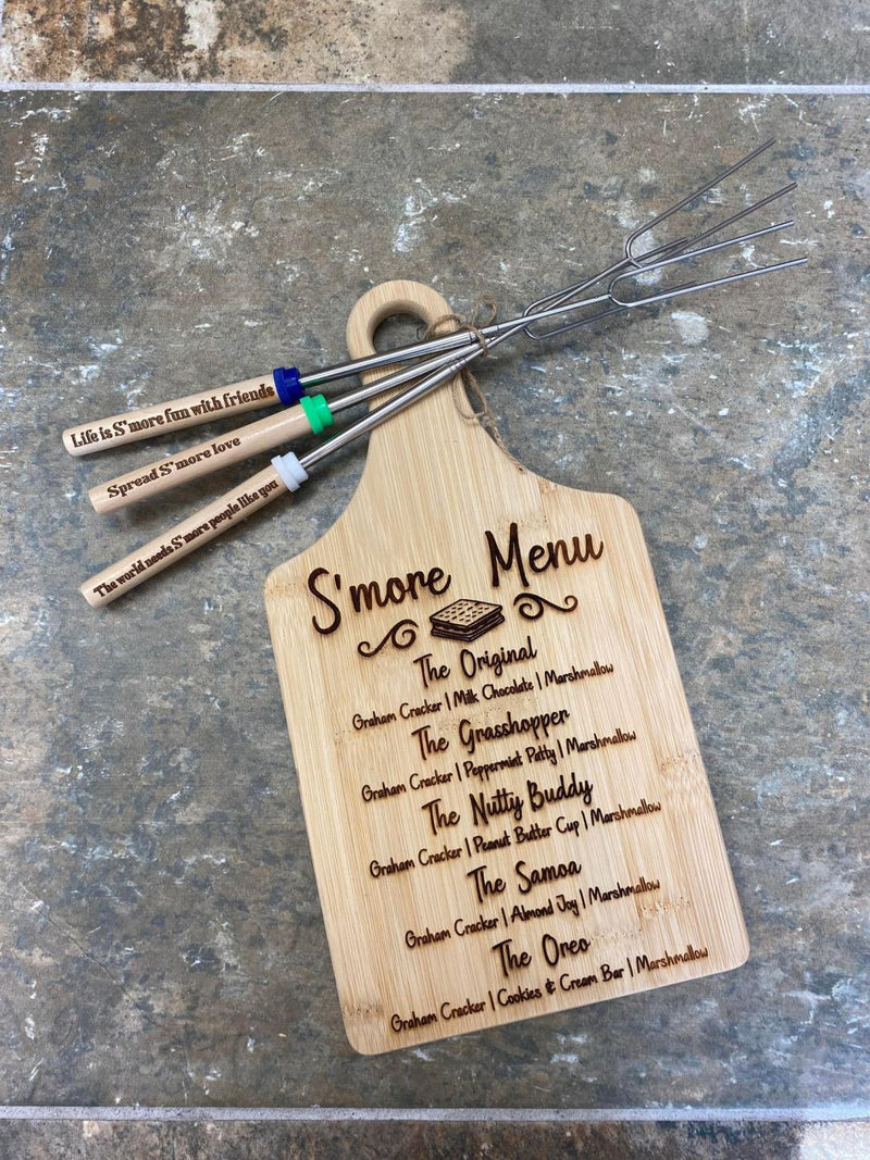 Smores Menu with 3 Sticks Cutting Board